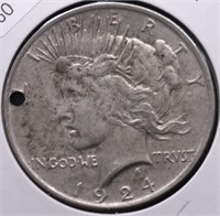 1924 PEACE DOLLAR HOLE