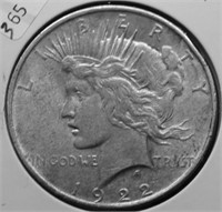 1922 PEACE DOLLAR AU