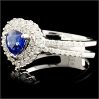 18K Gold Sapphire 1.95ct & Diam Ring 0.29ctw