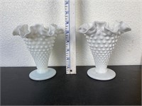 Milk Glass Hobnail Vases