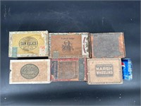 LOT OF 6 NICE OLD CIGAR BOXES