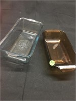 2 Vintage Glass Baking Dishes / Bread Pans