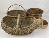 Assortment of Antique Split Ash Baskets