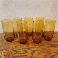Set of 7 Amber Glasses