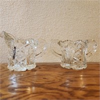 Antique Pinwheel Glass Sugar & Creamer