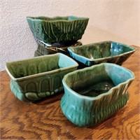 Lot of Vintage Green Glazed / USA Pottery Planters