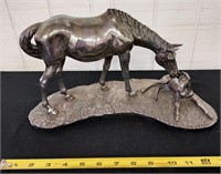 14" SILVER FILLED Mare & foal sculptureTom Mackie