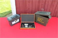 Lot 2 Ammo Boxes & Cleaning Kit