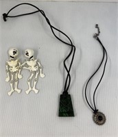 Lot with necklaces and Skelton earrings