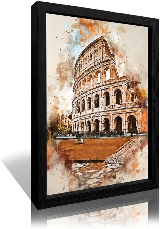 B198 Retro City Watercolor Poster Colosseum