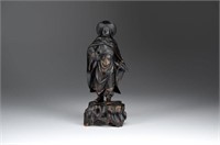 CHINESE LACQUERED BOXWOOD FIGURE