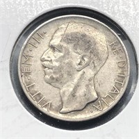 1928 ITALY SILVER 10 LIRE  XF