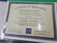 Certificate of appreciation for National World