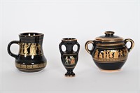 Vintage Greek 24K Gilded Creamer, Pitcher, Vase