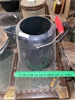 Blue enamel pot without lid