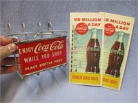 Old Coca-Cola bottle holder & 1957 advertising