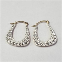 $600 10K  Crystal Hoop Earrings