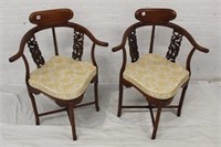 Pair of Mahg. Corner Chairs w/ carved