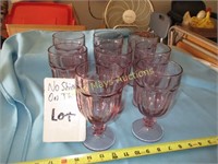 Set of 8 Pink Glass Goblets