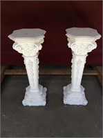 Pair Of Very Ornate Chalk Ware Pedestals