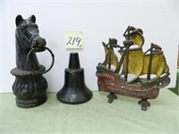 Cast Iron Horse Head Tie Down, Cast Iron Ship -