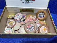 Old milk bottle lids & cigar box