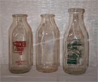 (S1) Lot of 3 Vintage Milk Bottles