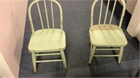 2 Early 1900s Childrens Seafoam Green Kids Chair