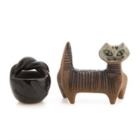Santa Clara miniature basket & ceramic cat