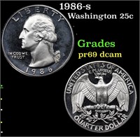 Proof 1986-s Washington Quarter 25c Grades GEM++ P