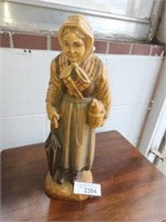 Vintage Hand Carved Wood Lady from Lucerne