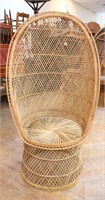 Vintage rattan slim back peacock chair