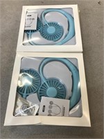 Lot of 2 Personal Neck Fans, Baby Blue