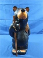 Handcarved Wooden Bear Hiker