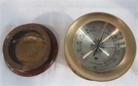 Marine Clinometer & Brass Thermometer