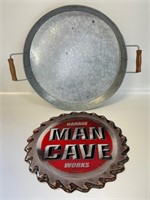 CONTEMPORARY TIN DRINKS TRAY & MAN CAVE SIGN