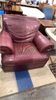 Light burgundy leather oversize lounge chair -