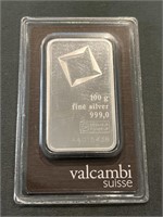 Large Valcambi 100g .999 Silver Ingot / Bar
