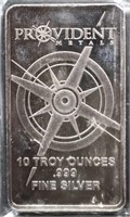 10 troy oz Provident Metals silver bar