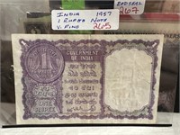 1957 INDIA 1 RUPEE CURRENCY NOTE