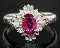 Platinum 1.44 ct GIA Ruby & Diamond Ring