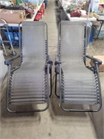 Foldable Patio Lounger Chairs - Black / Grey