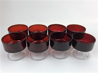 (8) Vintage Ruby Red Luminarc Cavalier Champagne