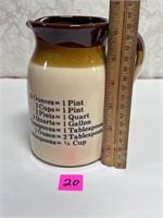 Vtg Pottery Conversion Chart Pitcher