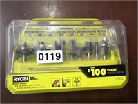 RYOBI ROUTER BIT SET RETAIL $70