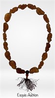 Vintage Asian Amber Prayer Beads Necklace