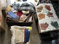 (2) Boxes w/Blankets, Towels & Assorted Bedding