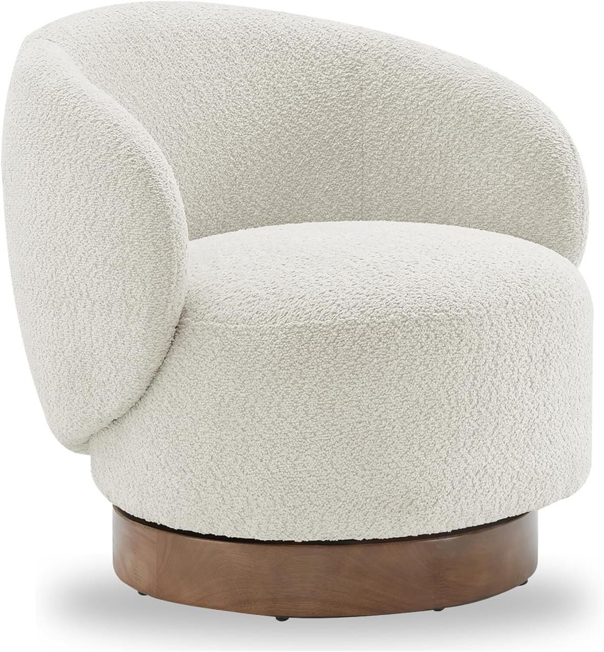 Swivel Accent Chair  Round Barrel  Cream