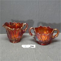 Imperial Acanthus Red Carnival Glass C & S