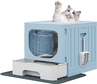 YITAHOME Large Enclosed Cat Litter Box  Blue